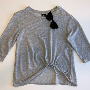 Ladies BOBEAU 3/4 Length Sleeve Top with Rouched Front - Petite Medium - Grey